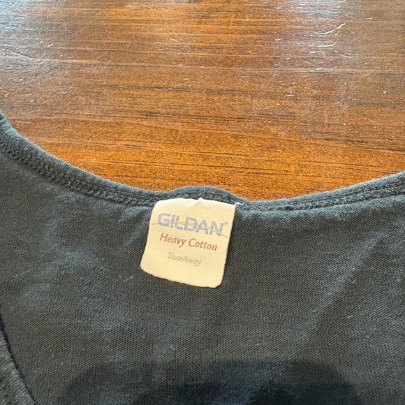 Gildan Black Tank Top with Blue and White Print - Picture 2 of 3